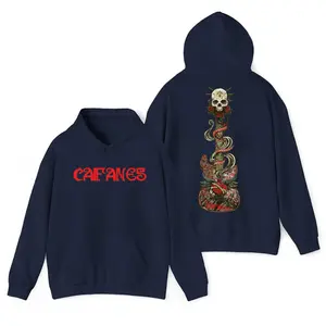 Caifanes Mystic Guitar & Rose Graphic Hoodie Fleece Fabric Casual Hooded Sweatshirt Trendy Tops Perfect Gift