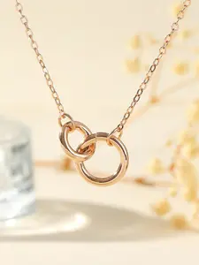 1 Piece Rose Gold Minimalist Chain Double Circle Pendant Necklace - Fade-Resistant & Elegant Design, Collarbone-Enhancing Jewelry Accessory, Durable & Fashionable Trendy Jewelry Perfect Gift