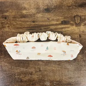 Mini Mushrooms on Cream Fabric Headband