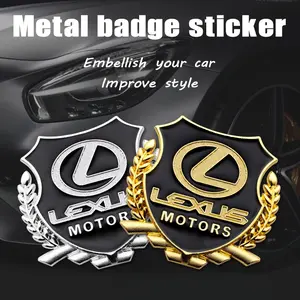 2Pcs 3D Car Body Trunk Sticker Emblem Badge Decals Metal Wheat Ear Accessories For Lexus F Sport ES300 RX300 RX330 RX350 IS200 IS250 IS300 GS300 NX300 Ct200h ES300h IS300h NX300h GX470 LX570 LS430 LS460 LS GS NX UX RX LX GX