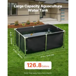 VEVOR Canvas Fish Pond, 1320 Gal Capacity Above Ground Fish Pond, Foldable PVC Koi Tank, Round Goldfish Tank with Stable Frame and Drain Valve, for Aquaculture, Koi Breeding, and Irrigation (Blue)