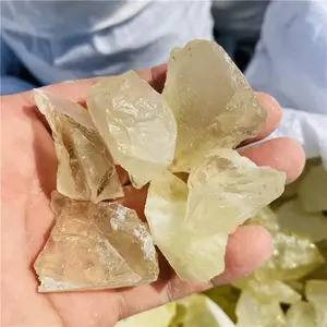 Natural Raw Rough Citrine Rocks Flame Stone Chips Chakra Reiki DIY Mineral Specimens Home Decoration Ornament（3 Pieces）