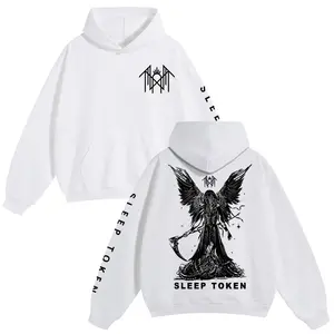 Sleep Token Unisex  Hoodie for Autumn Winter Thick Warm Sleep Symbol Fan Style Retro Angel Print Versatile for Ins Street Style Couples Outfits Top Choice for Boyfriend Gift Fabric Menswear Casual Fit
