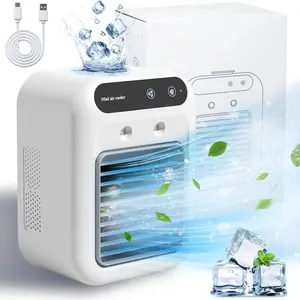 Rechargeable Wireless Mini Air Conditioner, 25W Rechargeable Portable Air Conditioner, Personal Cooling Fan with 2 Speed Settings and 2 Cooling Mist Settings, Ideal for Small Spaces in Bedrooms, Offices, and Outdoors
