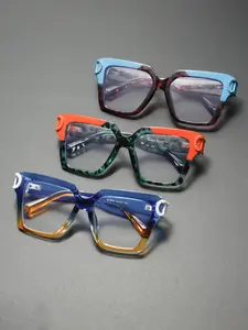 Unisex Fashionable Trendy Tinted Lens Eyeglasses, Casual Colorblock Eyeglasses for Everyday Use, Fashion Accessories for Outdoor Activities, Stylish Square Frames, Trendy Beach Eyewear