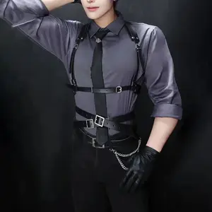 SM Alternative Wear Belt for Men - Sexy Faux Leather Chest Strap with Decorative Belt, Adjustable Strap, Ideal for Intimate Moments, Christmas, gifts