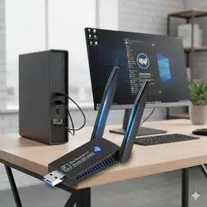 High-Speed Dual Band USB WiFi Adapter for PC, 1300Mbps Wireless Network Card with External Antenna, Compatible with Windows 11/10/8/7/XP, 5GHz & 2.4GHz for Desktop Laptop Computer.