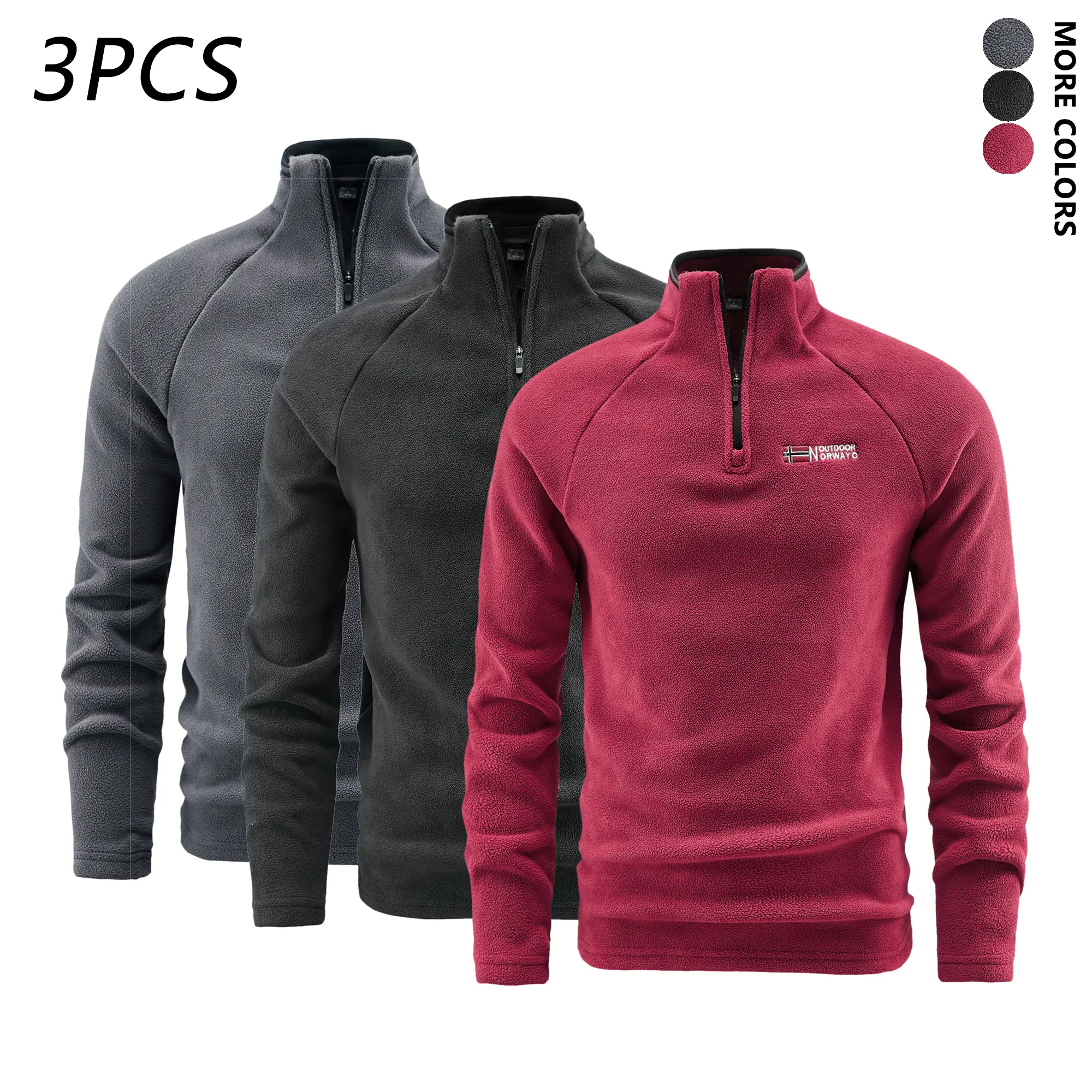 Men’s half-zip fleece pullover top, stand collar long-sleeve sweatshirt, solid color raglan sleeve design, lightweight warm fleece jacket, suitable for outdoor hiking and sports wear in autumn and winter.