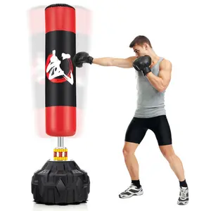 70" Freestanding Punching Bag, Heavy Duty Boxing Bag with Fillable Base & 12 Suction Cups, Shock Absorbing Standing Kickboxing Bag for Adults Teens Home Gym Karate Muay Thai Training