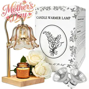 Mother's Day No Flame Wax Melt Lamp Timer Gold Floral Candle Warmer Safe Bedroom Fragrance Mom Present