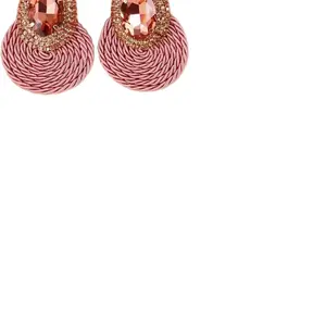 Pink Crystal Woven Statement Earring - Elegant Design with Pink Crystal Accents and Woven Detailing