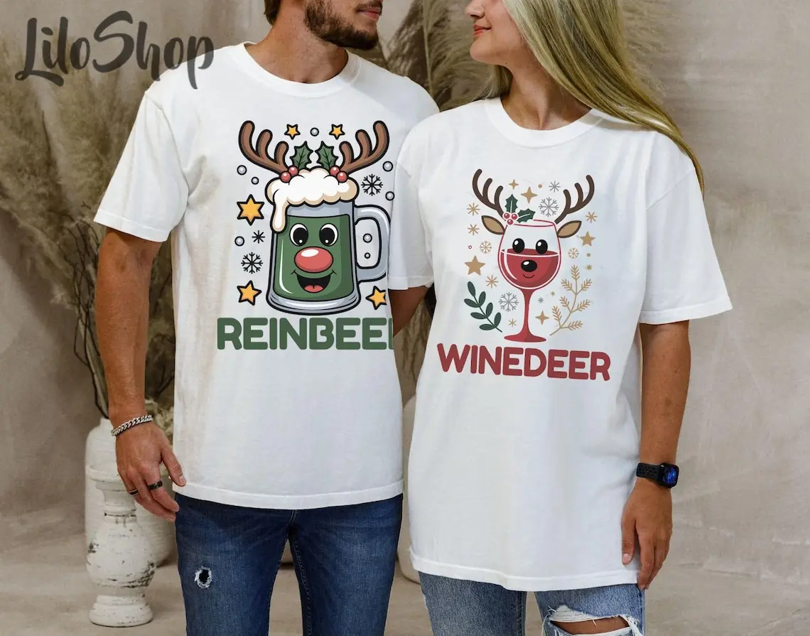 Christmas Couples Shirts, Christmas Drinking Shirts, Funny Xmas Drinking Sweatshirt, Xmas Reindeer Shirt, Christmas Party Couples Shirts