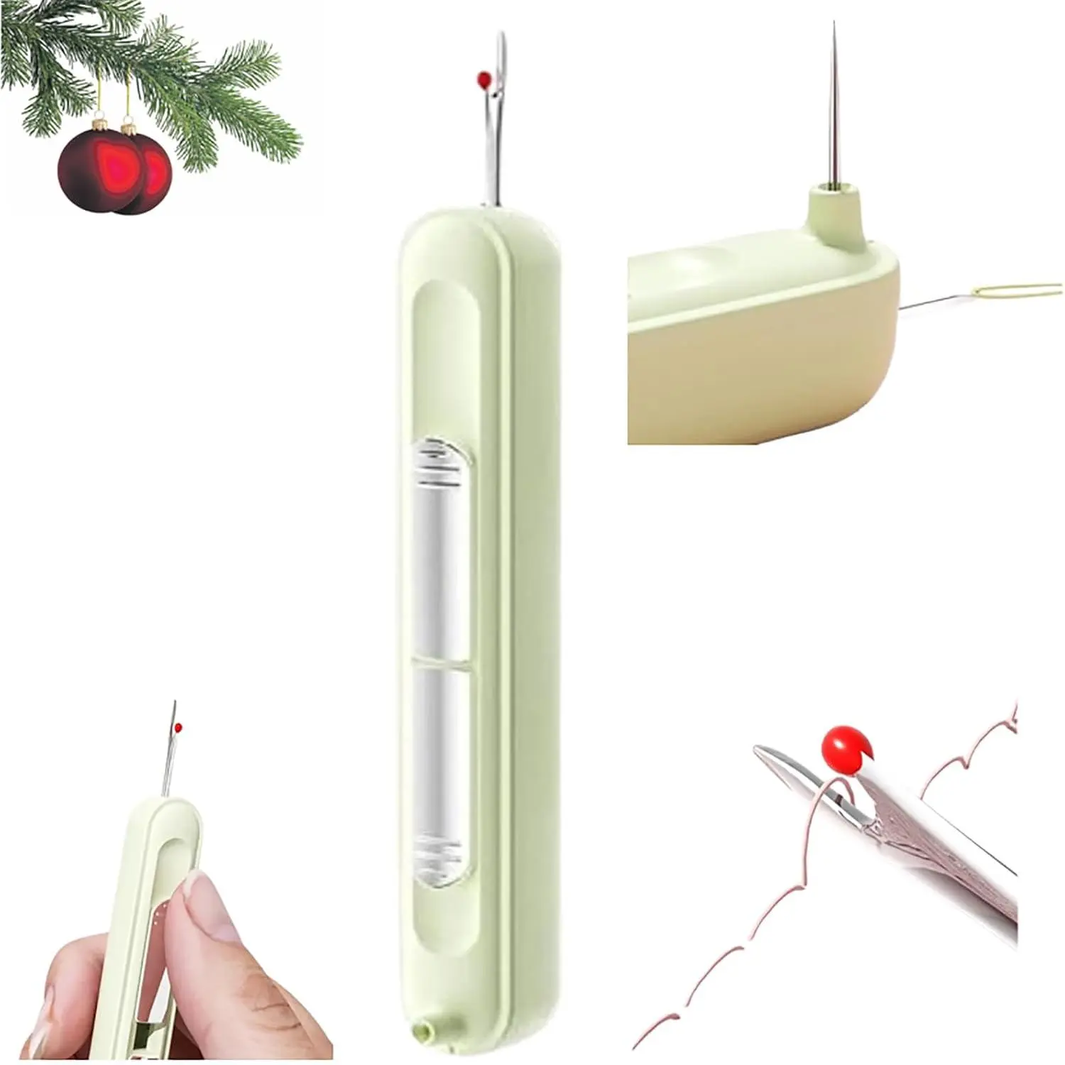 2 in 1 Seam Ripper and Thread Remover, 2025 New Plug-in Needle Threader Stretchable Seam Rippers for Sewing, Embroidery Stitch Removal Tool and Auto Needle Threader Tool Sewing Supplies (Green)