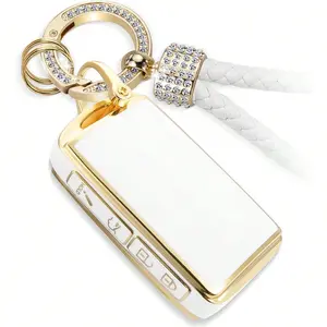 ACEBOY For Mazd Key Fob Cover With Luxury Diamond Bling Braided Rope Keychain, Upgraded Soft Case For Mazd A CX-5 CX-9 CX-30 3 6 Hatchback (4 Buttons) Fob Shell