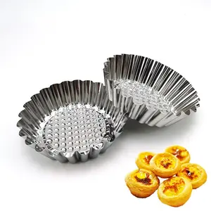 Stainless Steel Egg Tart Cake Baking Mold, High Temperature Resistant Wavy Egg Tart Tool, Reusable Kitchenware for Baking Enthusiasts