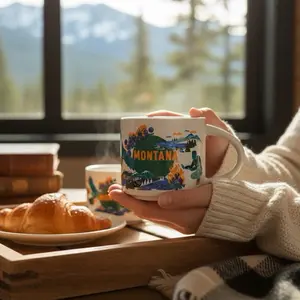 Starbucks Discovery Series Montana Ceramic Mug with Vibrant Landscape Design and Cozy Morning Vibes Coffee Reusable Drinkware