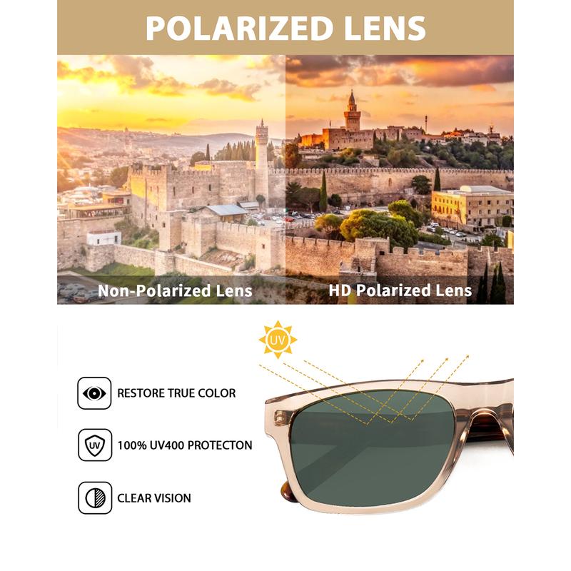 Men's polarized sunglasses with UV400 protection, modern square/rectangular style, suitable for driving and golf SA0013