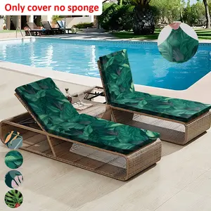 Tropical Leaf Print Beach Chair Cover, Detachable Elastic Poolside Protector, All-Season Lounge Chair Sleeve, Outdoor Chaise Lounge