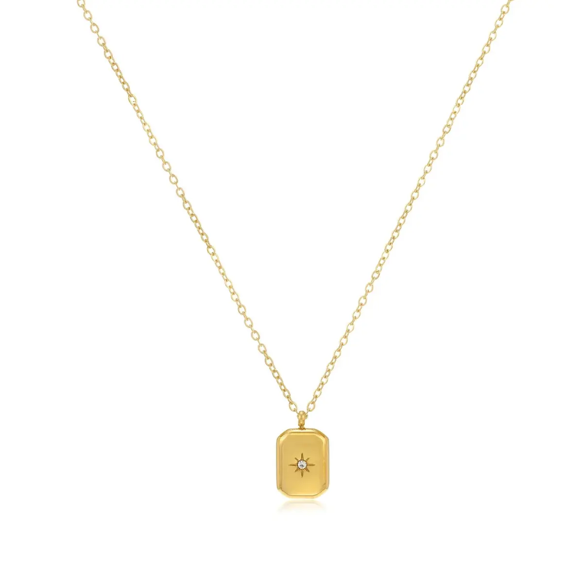 Rectangle Pendant Dainty Gold Necklace