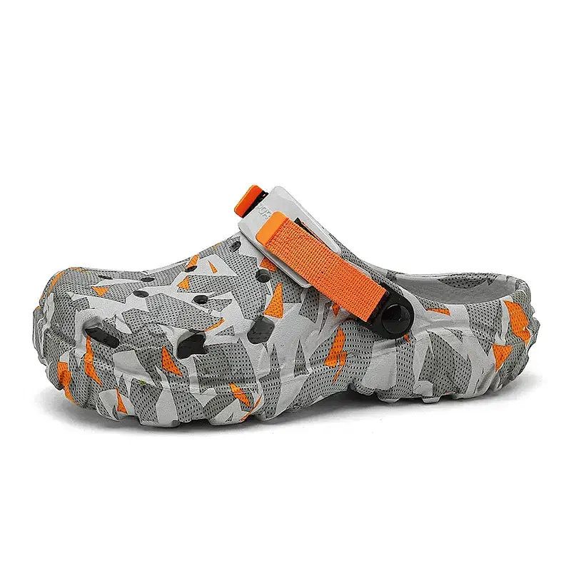 Color: PURPLE, Shoe Size: 41 - Men Summer Slippers Thick Sole Mens Clogs Sandals Hollow Breathable Flip Flops Sandals Shoes Fashion Beach Slippers