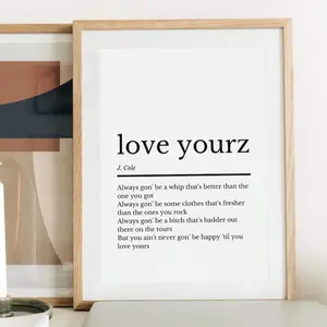 J. Cole Retro Newspaper Print, Love Yourz Lyric Music Quote unframed Poster, J. Cole 2014 forest hills drive wall art Minimalist Decor, Gift for Fan, Birthday