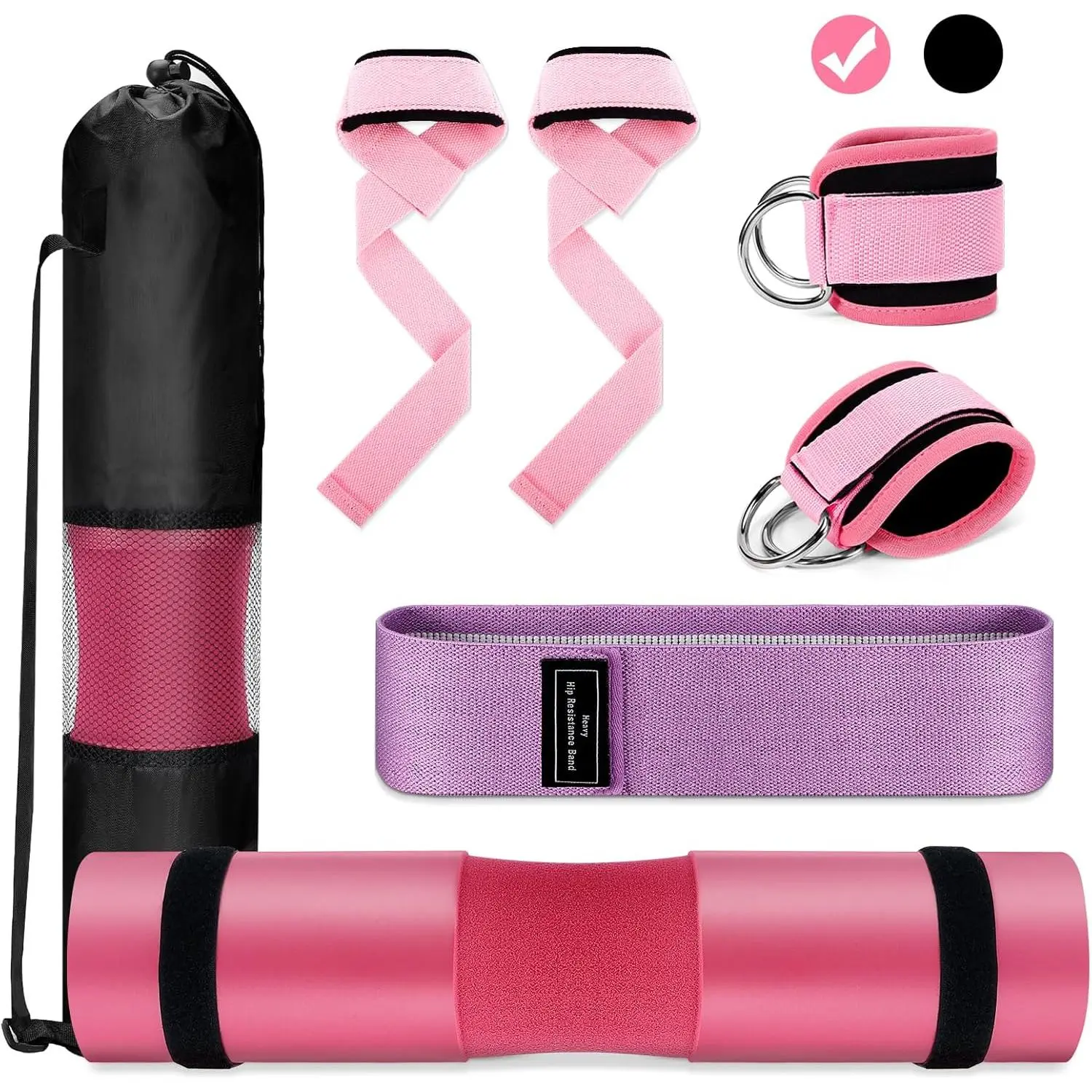 High-Density Foam Barbell Pad with Anti-Slip Cushioning, Hoop Fastener & Secure Hold - Gym Stuff Accessories for Squats, Reduces Neck/Hip Pressure, Fits Standard & Olympic Bars, Lightweight Protector for Men & Women, Easy To Carry