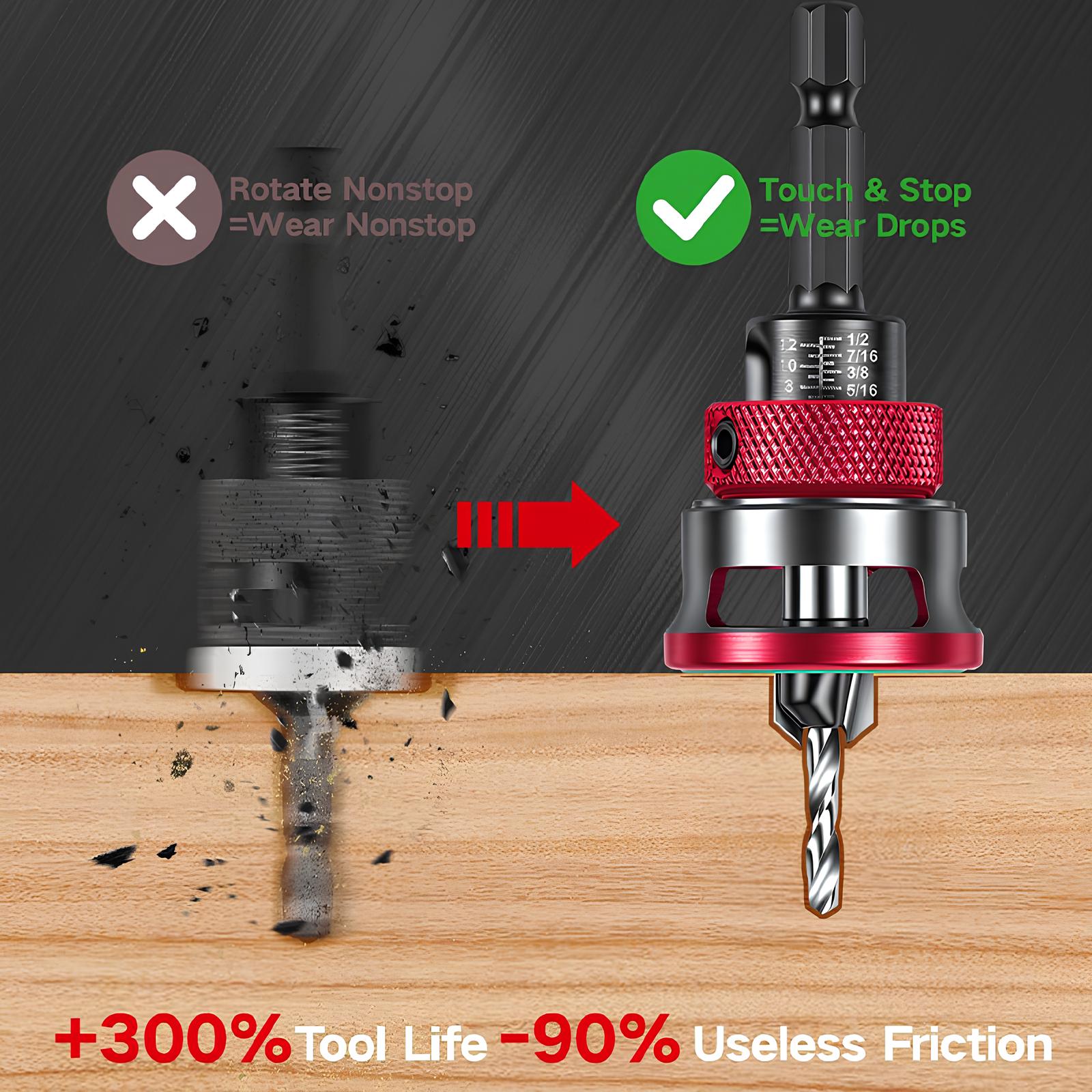 9PCS Countersink Drill Bit Set Adjustable Depth Stop Collar 82 Degree Tapered Hex Shank Wood Drill Bits Clean Countersink Holes No Splitting DIY Woodworking MDF Plywood Screwdriver Bits Home Improvement Tool Set