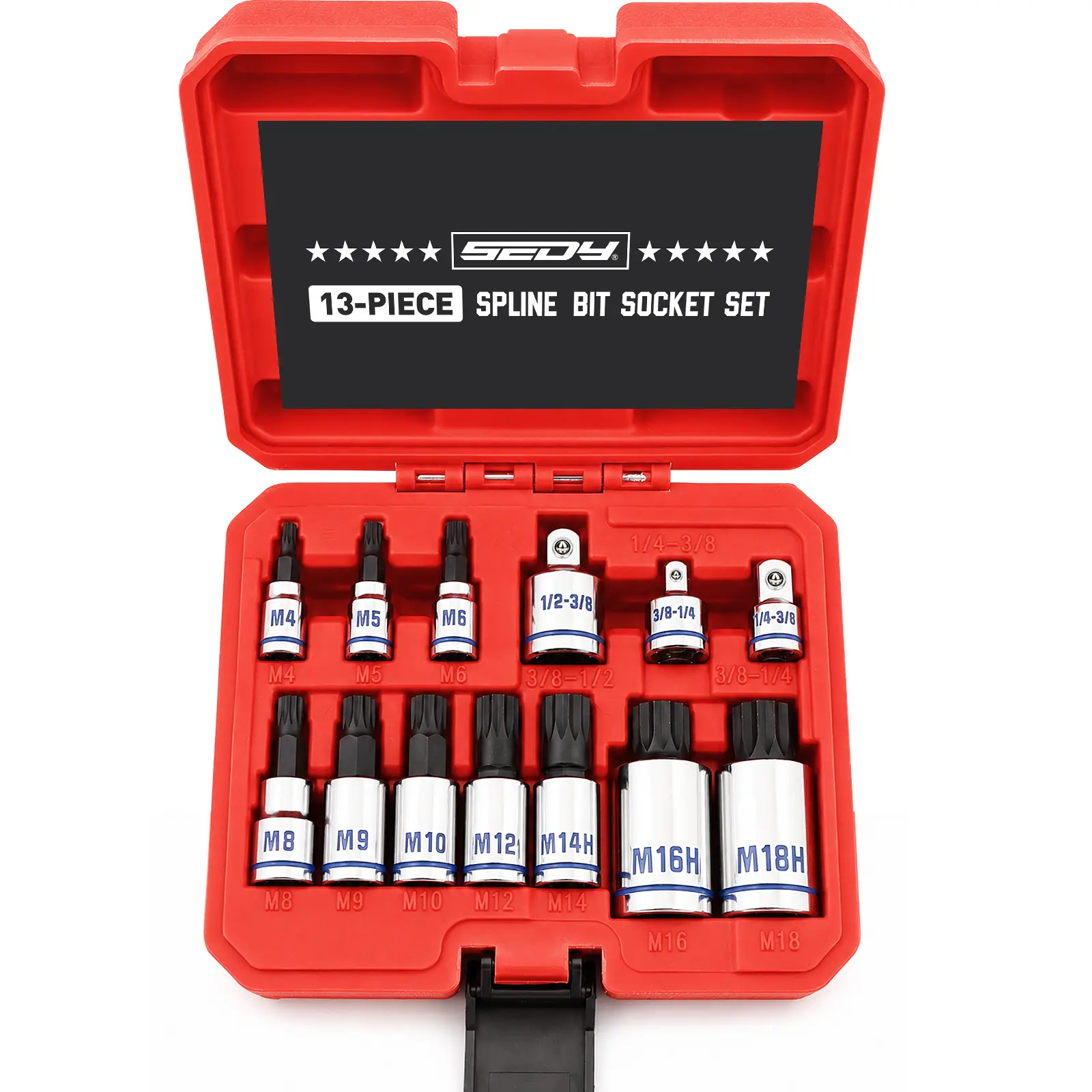 SEDY 13-Piece XZN Triple Square Spline Bit Socket Set, Premium S2 Steel, M4-M18 Millimeters Sizes, Ideal for Precision Work