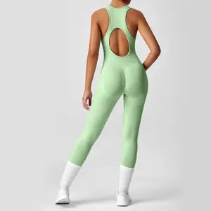 Seamless Peach Lift V-Back Yoga Jumpsuit – Tummy Control & Booty Sculpting Fit