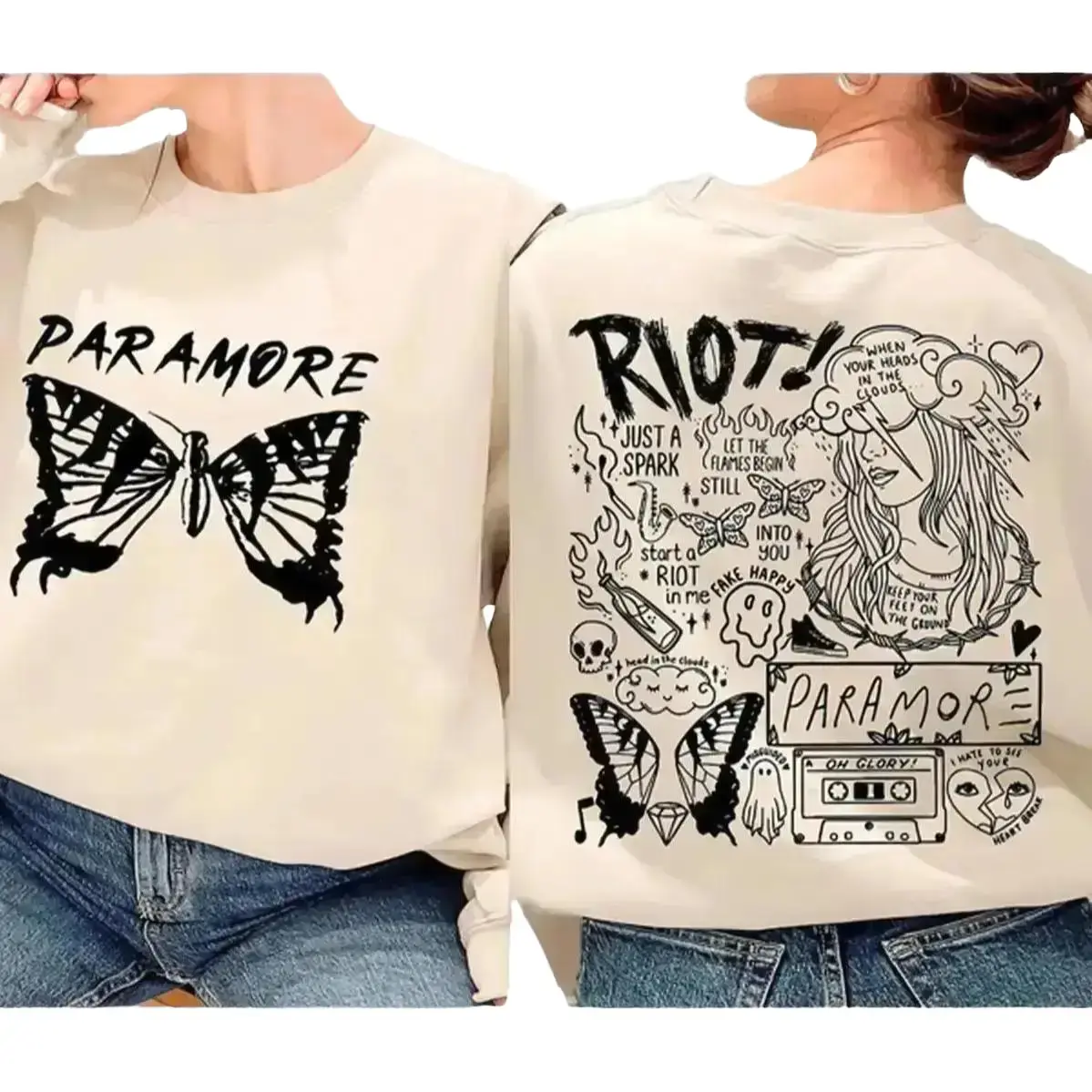 Paramore Doodle Art Sweatshirt, Paramore Album Lyrics Merch Hoodie, Hayley Shirt, Williams Fan Shirt, Music Tour 2024 Cotton Crewneck Womenswear Sweaters Tops Women