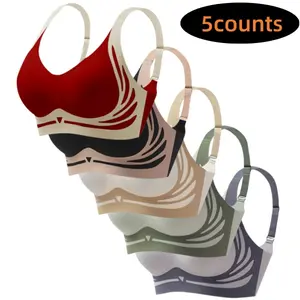4/5 pack deal Women's Bra, Comfortable And Non-Marking, Non-Steel Ring Gathered Bra, Wireless Support, Suitable For DailyWear, Sleep Bra, Maximum Comfort. Womenswear Bridal