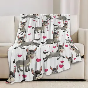 Donkey Blanket Donkey Throw Blanket Cute Animals Stuff Decor Merch Cozy Flannel Soft Warm Plush Lightweight Bedding Gifts for Girl Woman Sofa Bedding Couch
