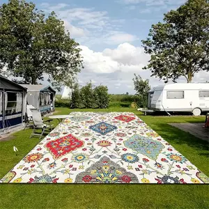 Colorful Floral Pattern Outdoor Camping Mat, Soft Comfortable Rug, Non-slip Floor Mat for Home Living Room Bedroom Outdoor Camping