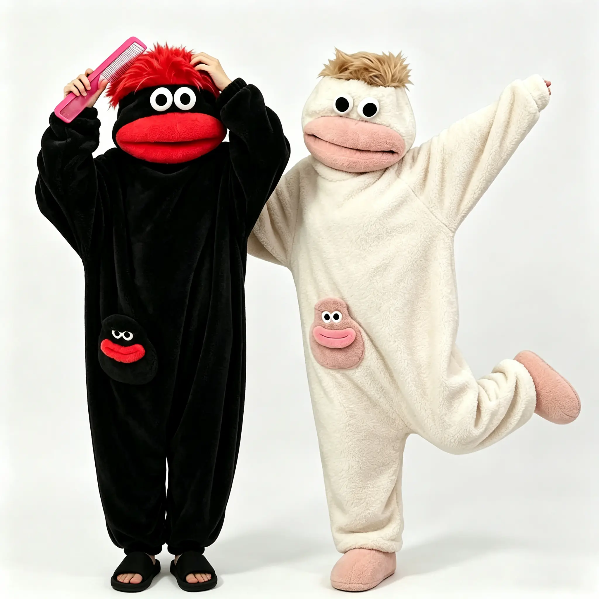 Funny Big Mouth Monster Onesie Family Matching Pajamas Thick Fleece Jumpsuit Winter Warm Sleepwear Wearable Blanket Cosplay Pajama Party Holiday Gift Novelty Spooky Cute Kids Adults Halloween Costume Oversized Lounge Outfit Homewear