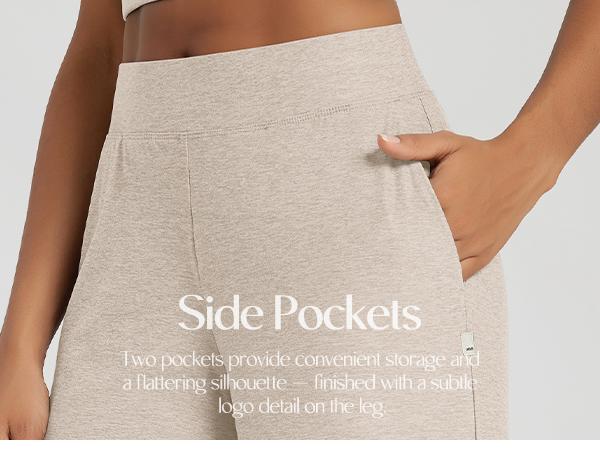 ODODOS Women's Extra Wide Leg Pants - Ultra Soft odSTRATUM Tech Casual Relaxed Lounge Pants with Pockets - 29" Inseam