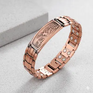 Men's Magnetic Bracelet with Magnetic Closure - Vintage Bohemian Eagle Carving Design Versatile Casual Fashion Accessory, Stylish Gift
