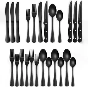 24-piece stainless steel tableware set, suitable for home and restaurant use, durable tableware, an excellent gift for family gatherings