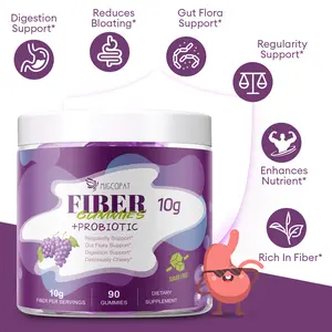 Migcopat Fiber Apple Cider Vinegar Gummies, for Digestive Health and Regular Bowel Movements—Grape Flavor—No Added Sugar and Vegan
