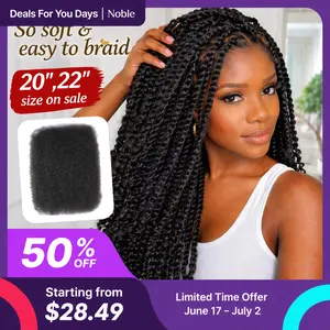 [DealsForYouDays] NOBLE HAIR Afro Kinky Bulk Synthetic Braids 16-22'' for Mini Twist Hairstyles, Tangle-Free, Low Maintenance, Summervibes Afro Curly Box Braided Wigs,summerhairstyles