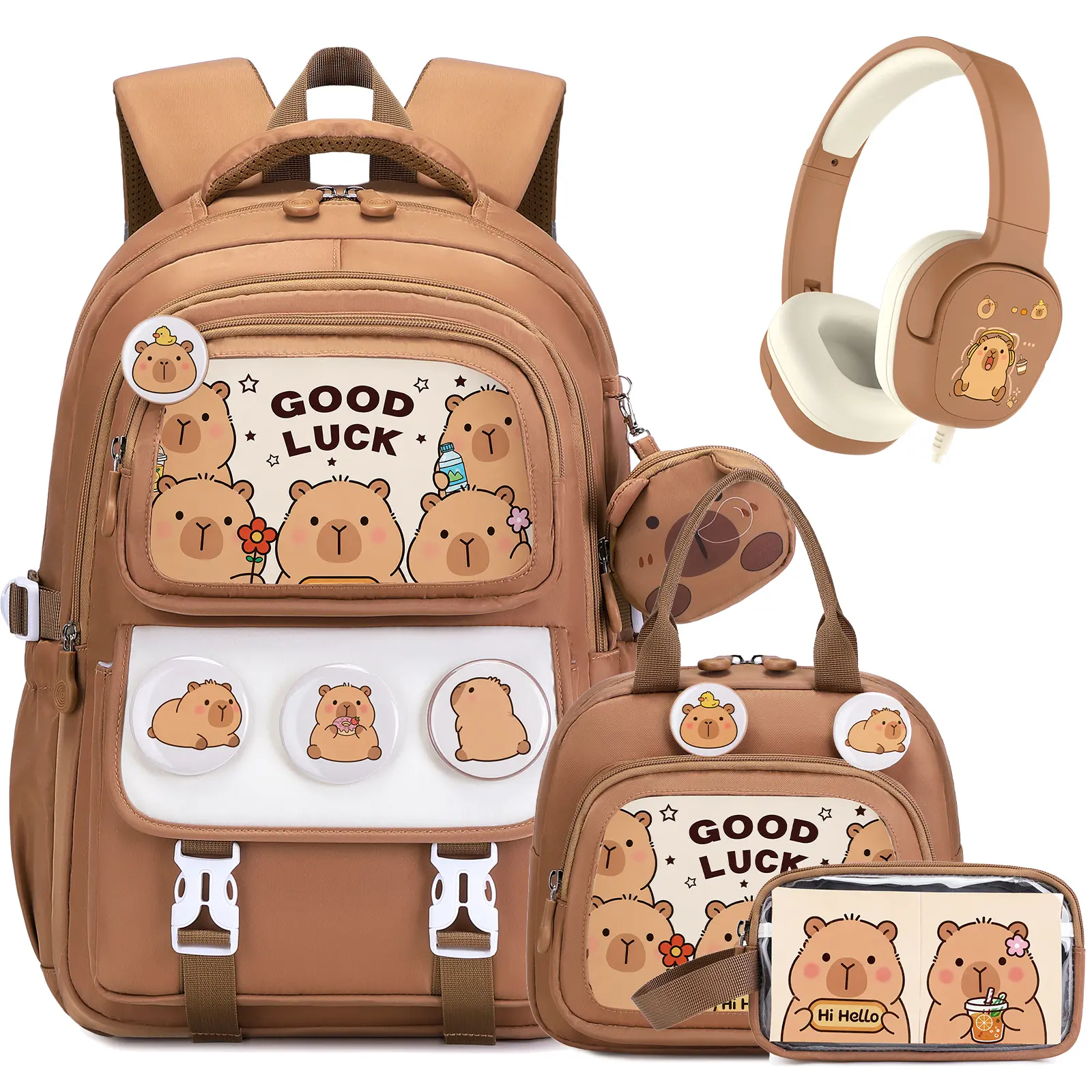 SIMILOVE Boys' 4PCS Racing Car Kids Backpack Set - Back to School Haul School Backpack with Lunch Bag, Pencil Pouch, Headphones, Glow-in-Dark Design, USB Charger Port, Organized Pockets for Elementary Students