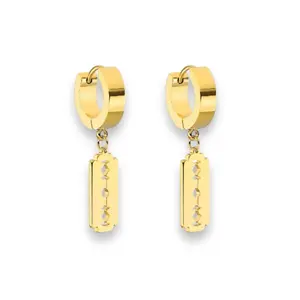 Razor Blade Shape Dangle Drop Earrings for Men Women