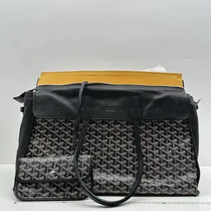 Pre-owned Goyard Calfskin Shoulder Bags Sac Hardy Pet Carrier Black