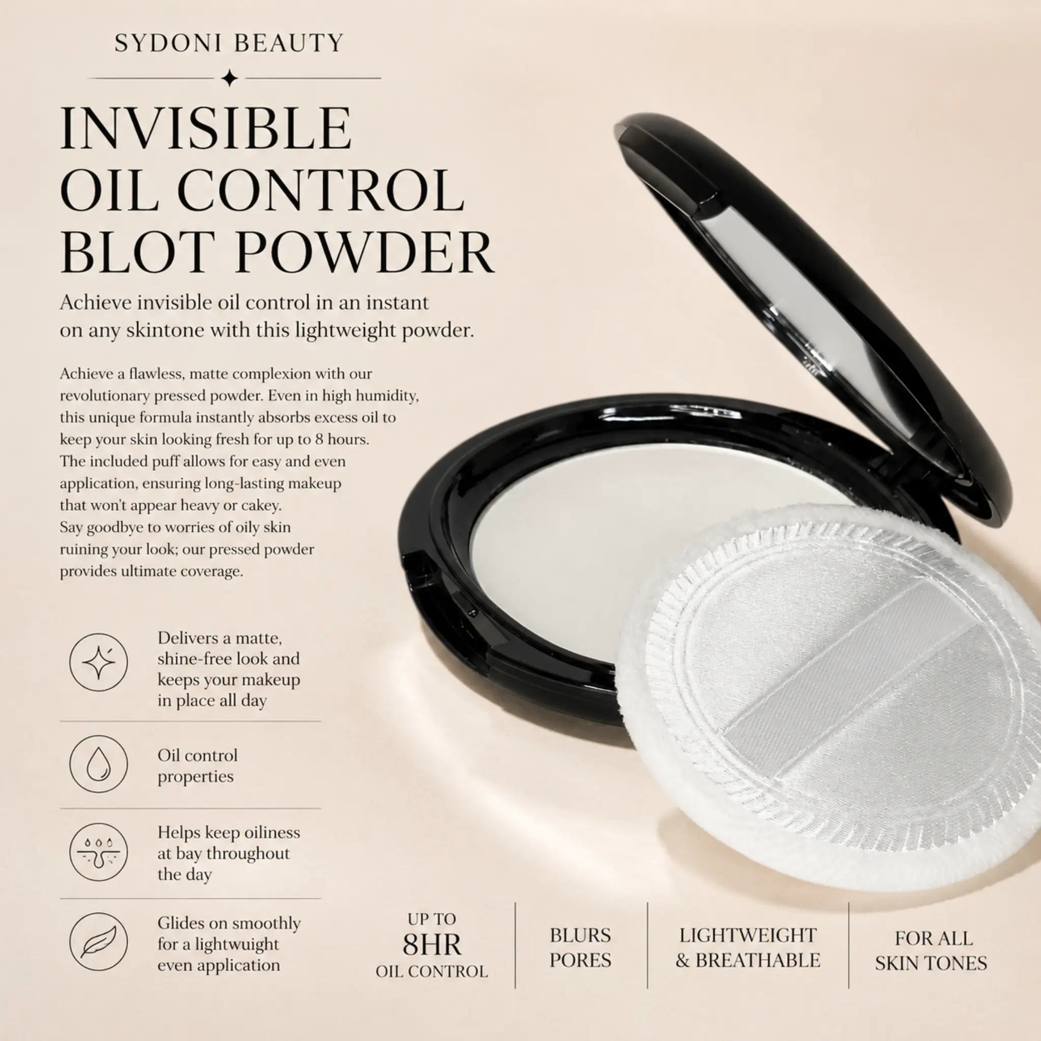 SYDONI INVISIBLE OIL CONTROL BLOT POWDER 10g. .35 OZ
