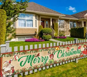 Merry Christmas Yard Sign Banner for Garden Yard Home Wall Window Xmas Party Supplies Decorations (9.8 x 1.6 ft)