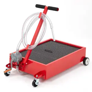 [FLASH SALE] Garvee 15 Gallon Oil Drain Pan, 57L Low Profile Tank with 8FT Hose, Pump, Swivel Casters, Foldable Handle, for Car, SUV, Truck Oil Change, Red