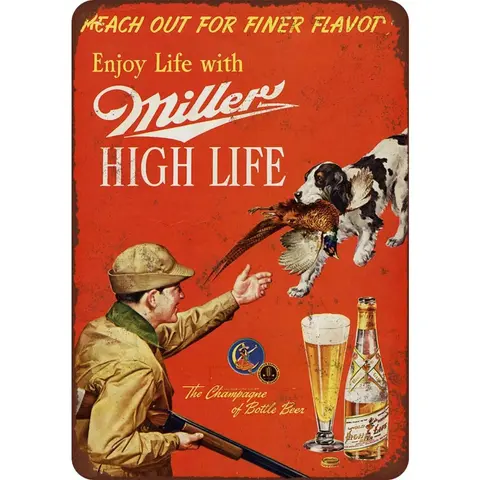 Aluminum Vintage Beer Hunting Sign 8x12 Inches Wall Decor for Man Cave Pub Bar Garage Retro Metal Plaque American Home Wall Art Decorative Plaque
