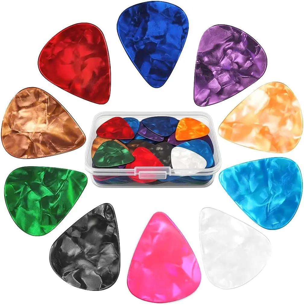 60Pack Guitar Picks With Organizer Box: Variety Colorful Guitar Pick - Thin, Medium & Heavy 3 Different Thickness for Acoustic Guitar