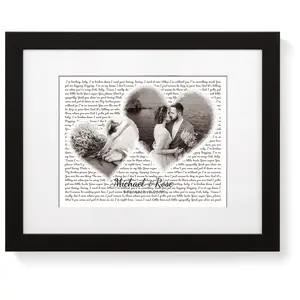 Heart in Heart Personalized Music Lyrics Song Canvas Prints Music Artist Date Upload Photo on Prints Anniversary for Her,Wedding,Birthday,Engagement,Wall Decor