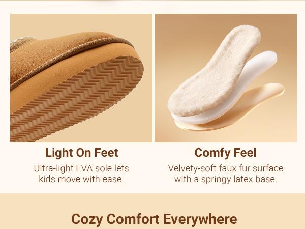 DREAM PAIRS Girls' Platform Slippers, Ages 4+ Yrs, Extra-Thick Faux Fur Lining Slip-On House Slippers, Indoor/Outdoor Winter Christmas Kids' Footwear