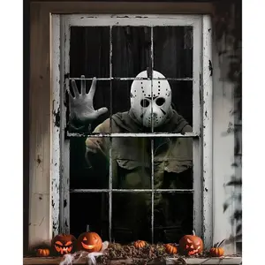 Halloween window decorations, scary Halloween curtains